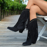 VESPA | BLACK FRINGE STUDDED WESTERN COWBOY BOOTS