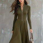 ZINNIA | ZIPPERED LONG SLEEVE DRESS WITH STRETCH FABRIC