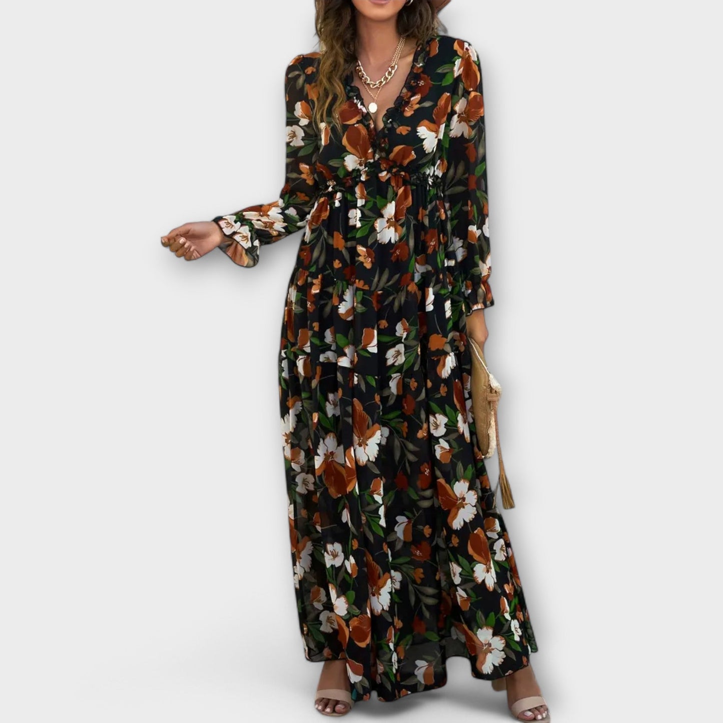 MAYA | FLORAL V-NECK MAXI DRESS