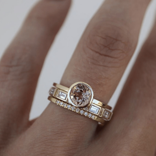 Colette – Set of Gold Rings with Crystal