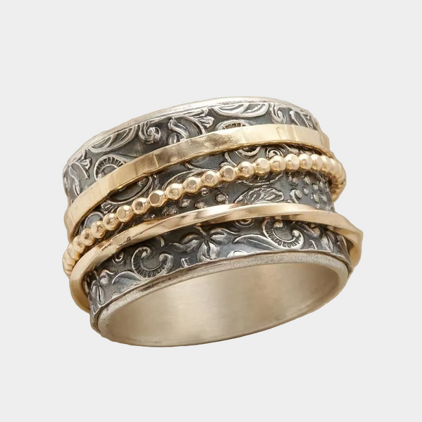 Anello vintage antico in oro e argento