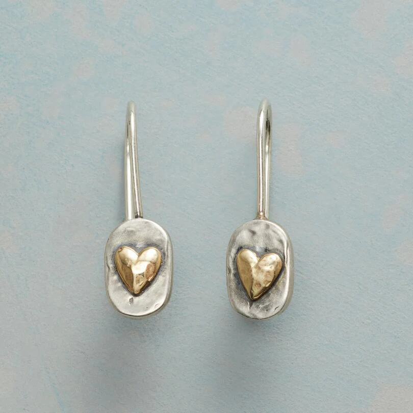 HEART-SHAPED SILVER & GOLD EARRINGS