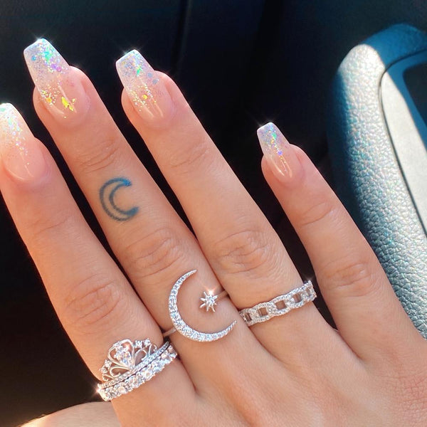 Anello in argento a luna e stelle