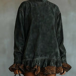 ZARA SUEDE MINI DRESS WITH TURTLENECK AND LEOPARD PRINT PANEL