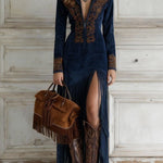 Beatrice | Western Faux Suede Fringe Dress