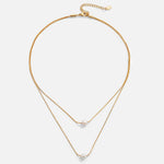 Sabine – Double Layer Gold Necklace with Dark Stone