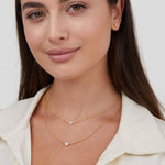 Sabine – Double Layer Gold Necklace with Dark Stone