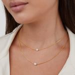 Sabine – Double Layer Gold Necklace with Dark Stone