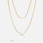 Sabine – Double Layer Gold Necklace with Dark Stone