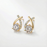 Leni - Gold earrings with cross and zirconia
