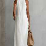 Jimena - Linen midi dress with Mao collar
