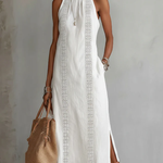 Jimena - Linen midi dress with Mao collar