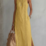 Jimena - Linen midi dress with Mao collar