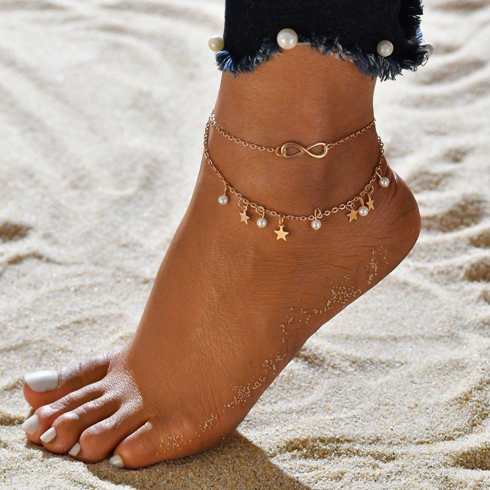 PEARL & STAR ANKLET BRACELET