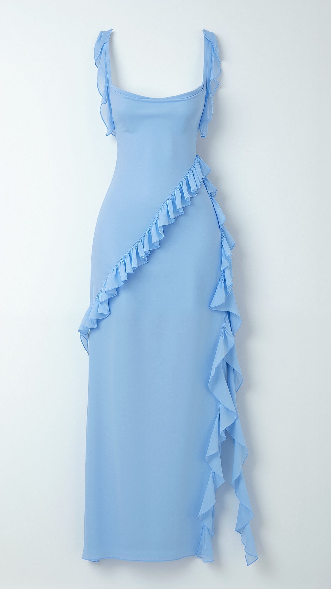 SOLANDRA | PROM DRESS WITH RUFFLE AND SLIT MAXI